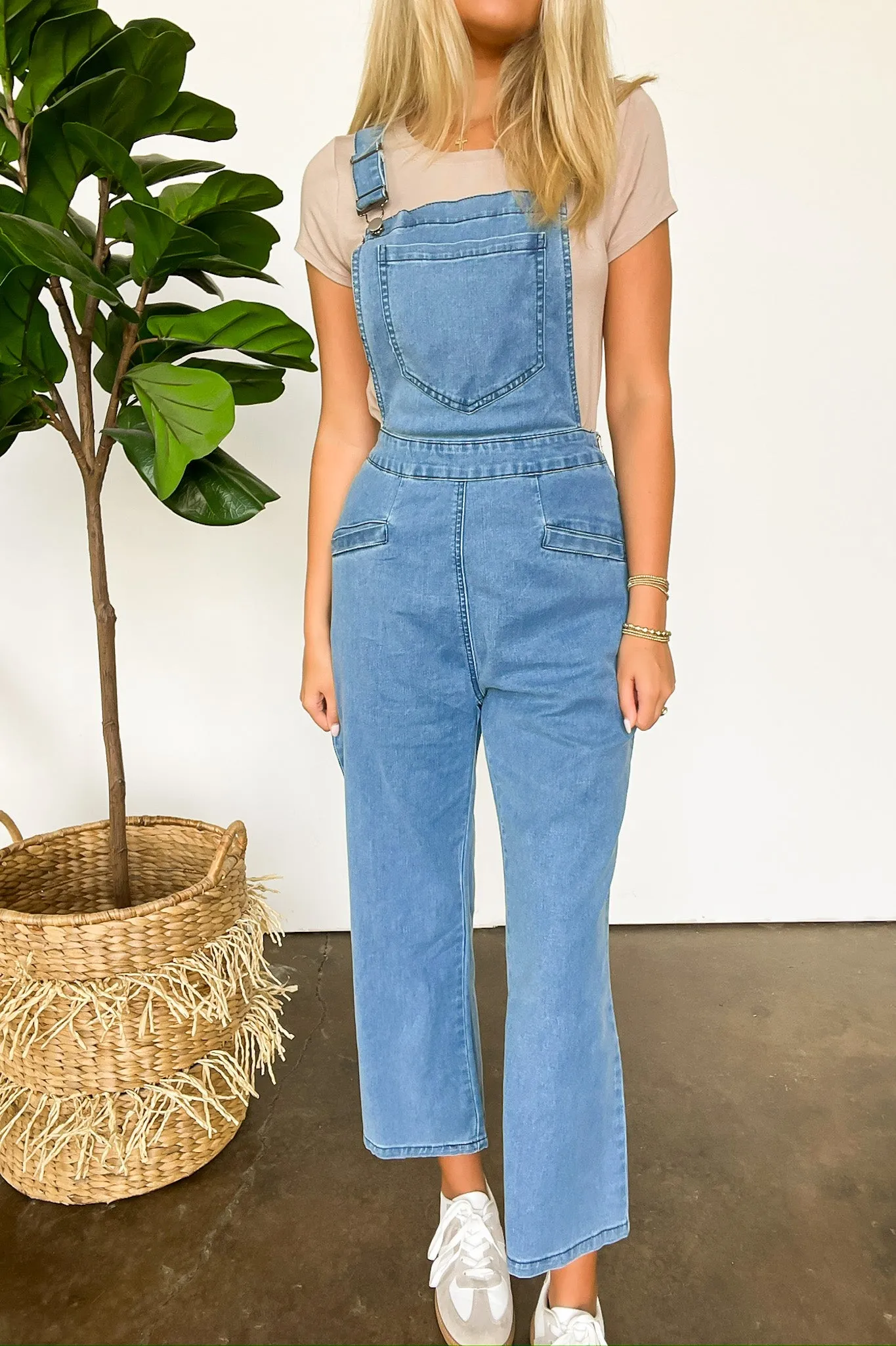 Marlah Wide Leg Denim Overalls