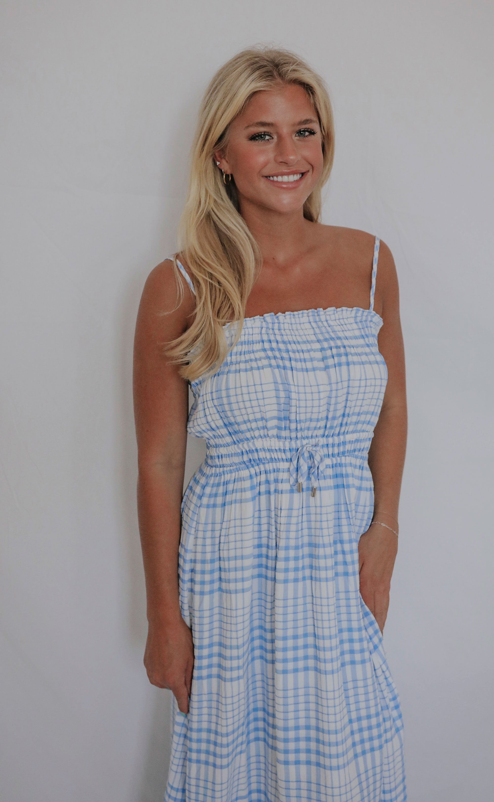 minkpink: emery midi dress - blue