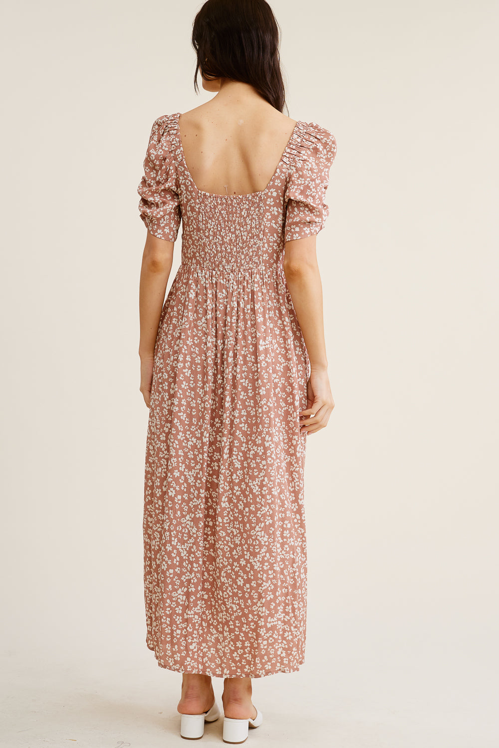 Mocha Floral Midi Dress