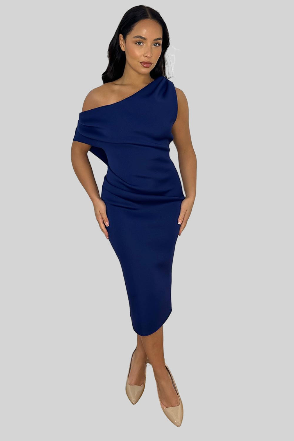 One Slouched Shoulder Midi Dress