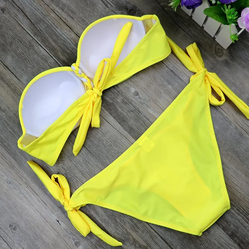 Plus Size Striped Two-piece Beachwear Bikinis Swim Set for Women