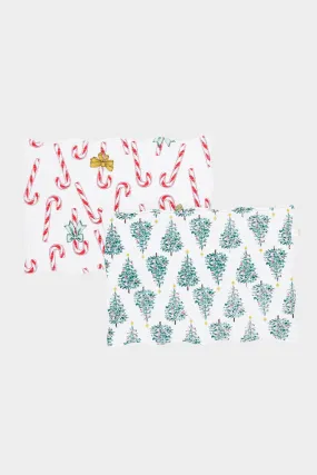 Quilted Placemat Set of 2 in Candy Cane Lane + Festive Forest