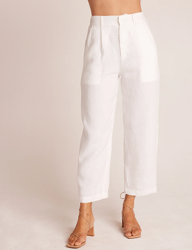 Relaxed Pleat Front Trouser, White