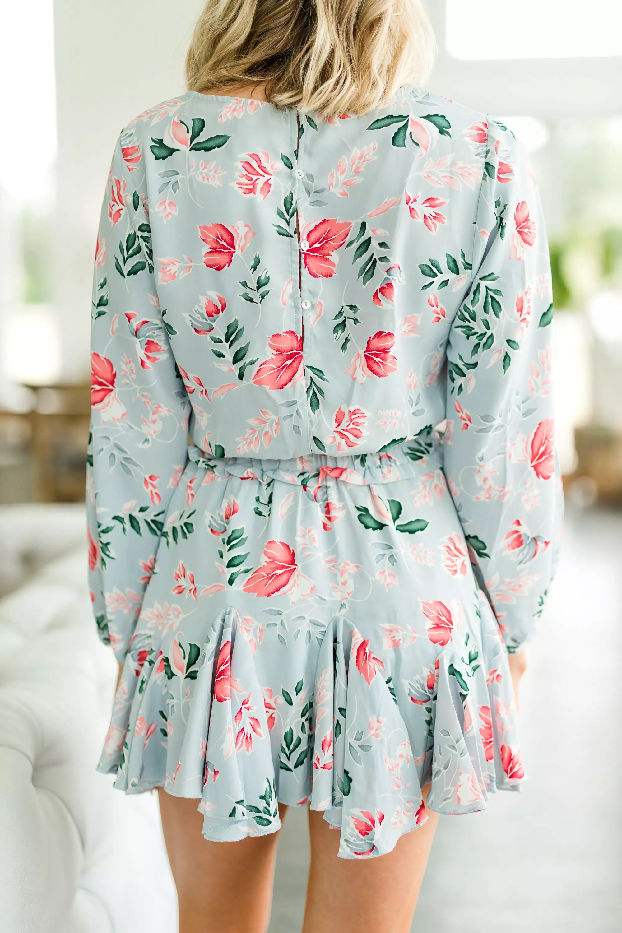 Respond With Grace Light Blue Floral Romper Dress