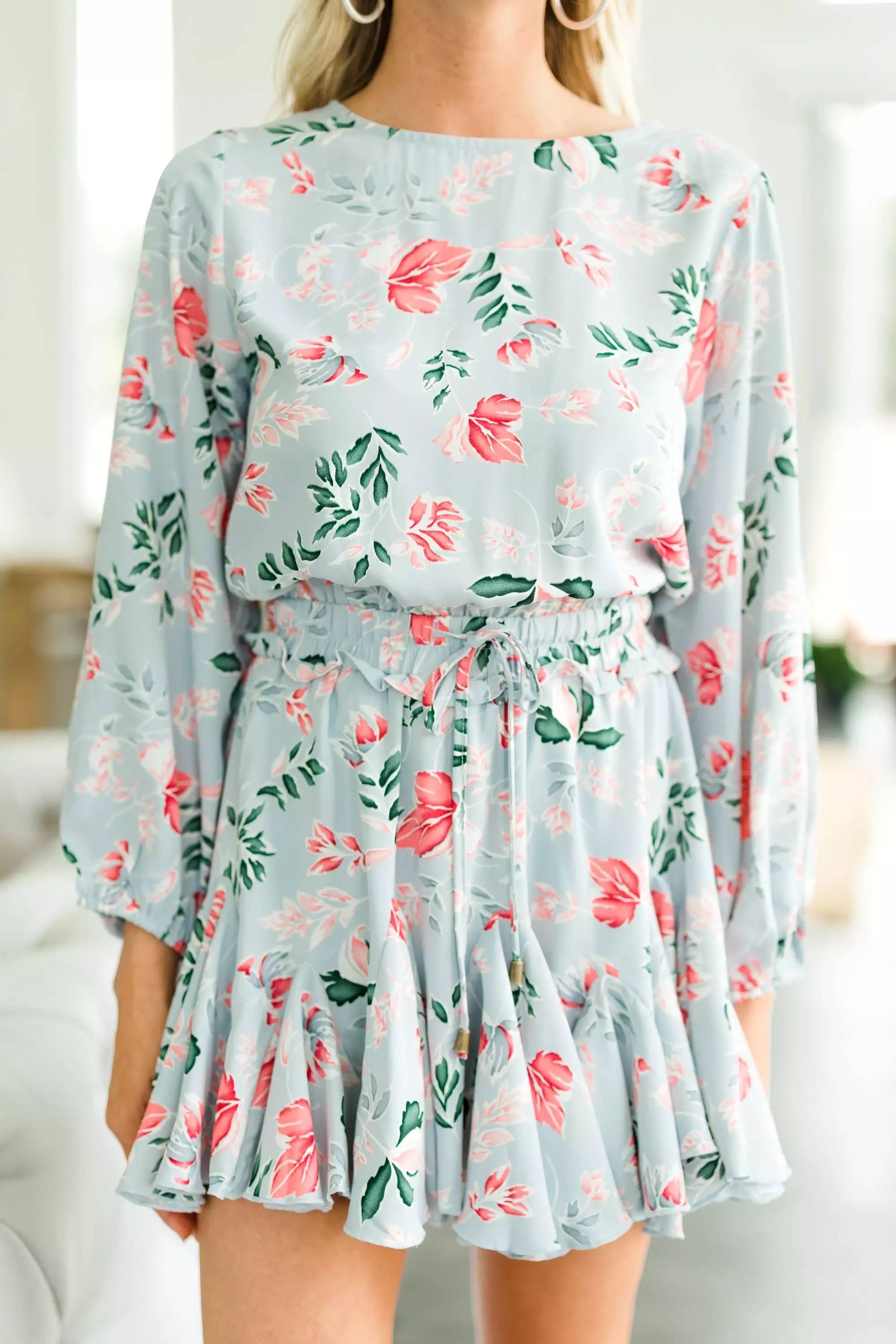 Respond With Grace Light Blue Floral Romper Dress