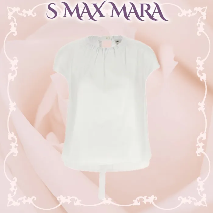 S Max Mara  |Plain Cotton Short Sleeves Shirts & Blouses