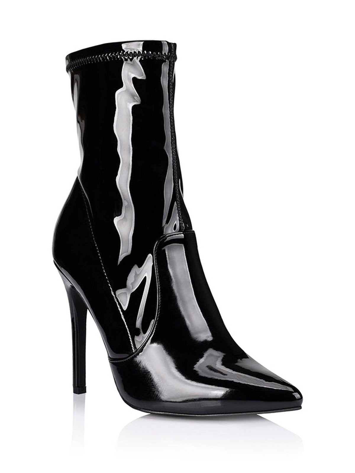 Saskia Ankle Boots - Black Patent Stretch