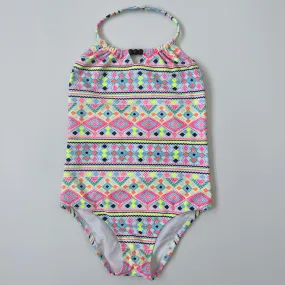 Sunuva Neon Aztec Swimsuit: 5-6 Years