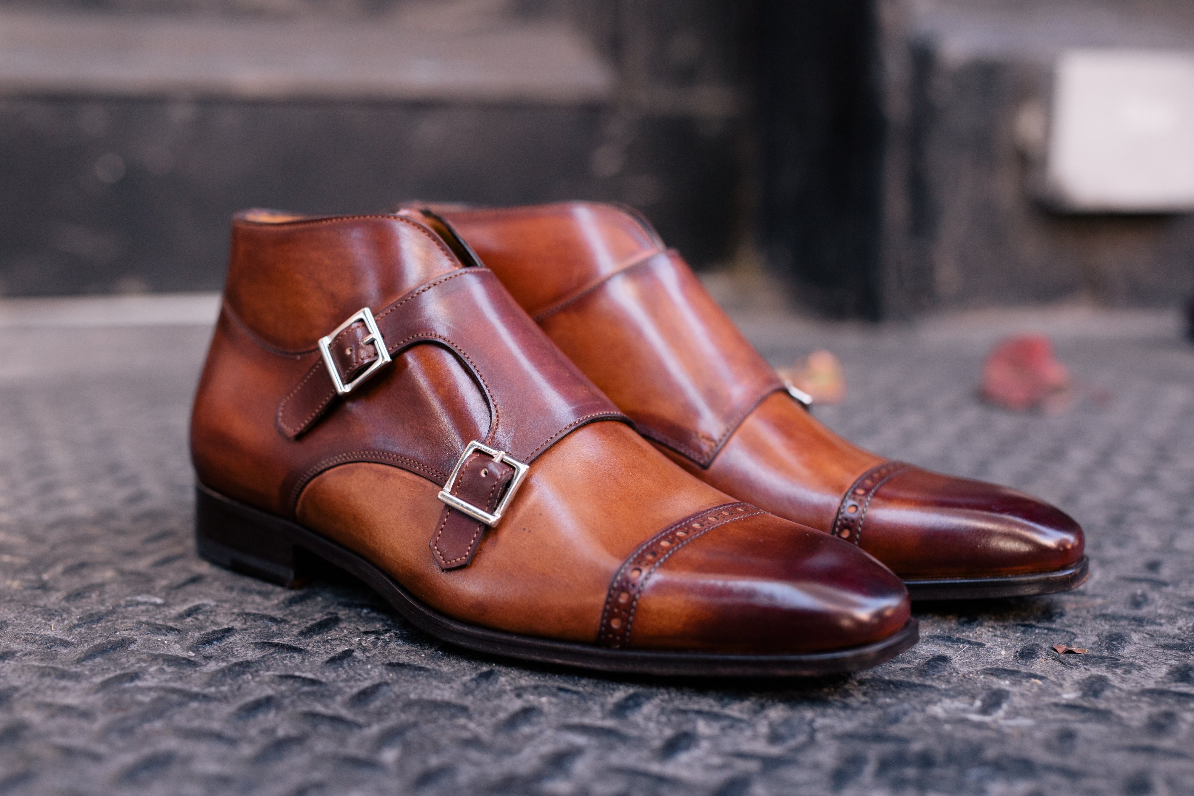 The Heston Double Monk Strap Boot - Havana Brown