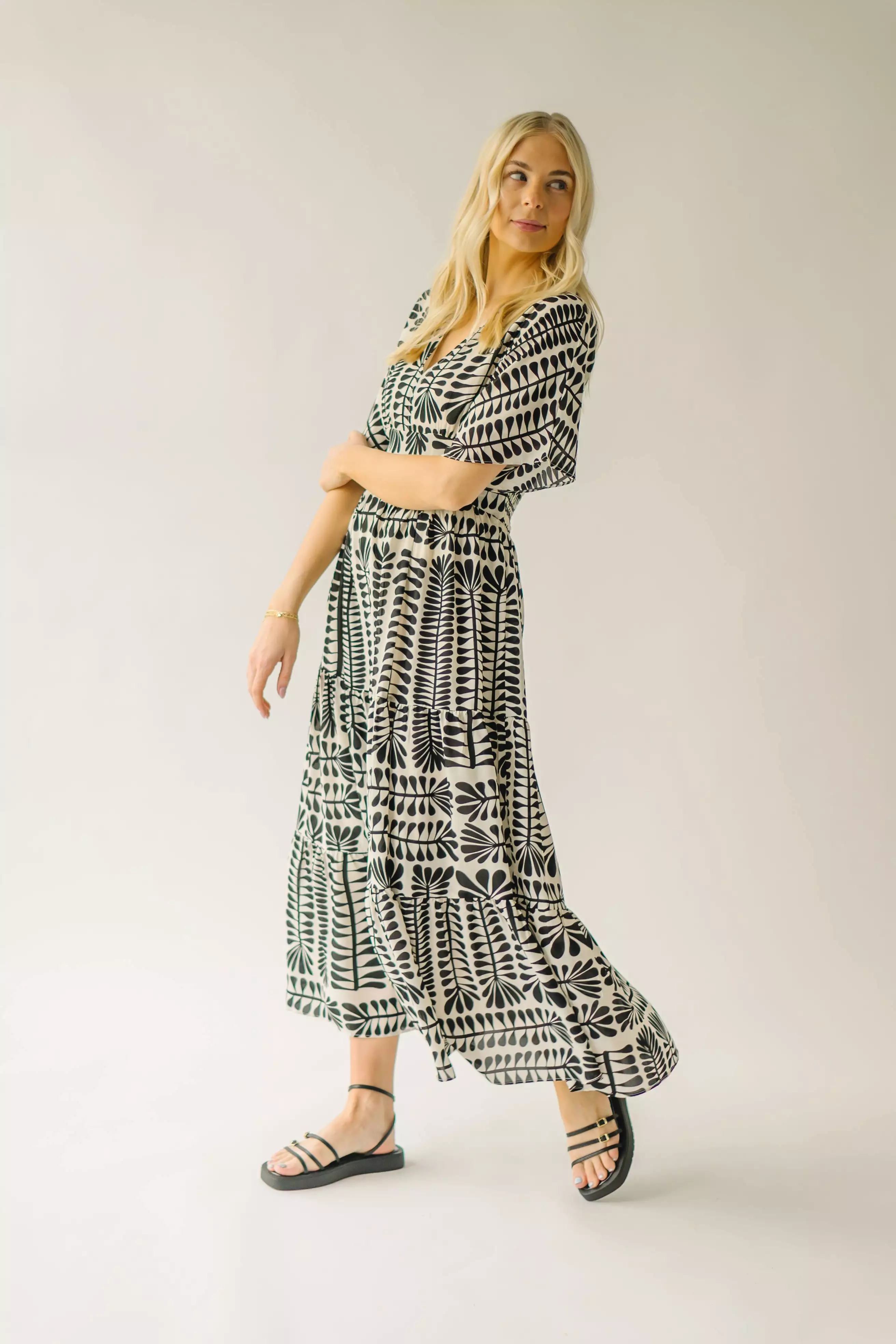 The Mathis Patterned Maxi Dress in Black Multi