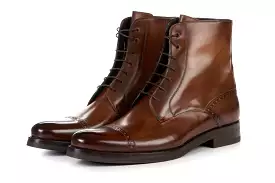 The Presley Lace-Up Boot - Brown - Rubber Sole