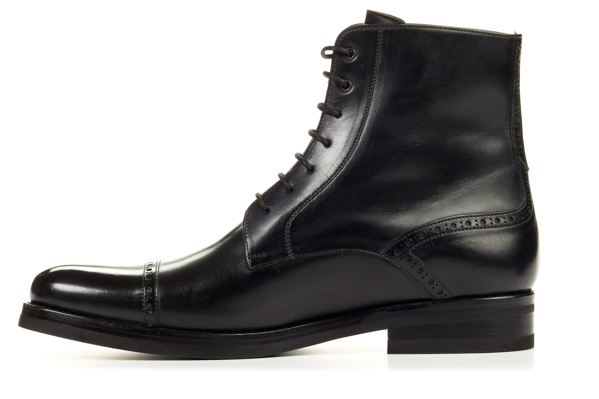 The Presley Lace-Up Boot - Nero - Rubber Sole