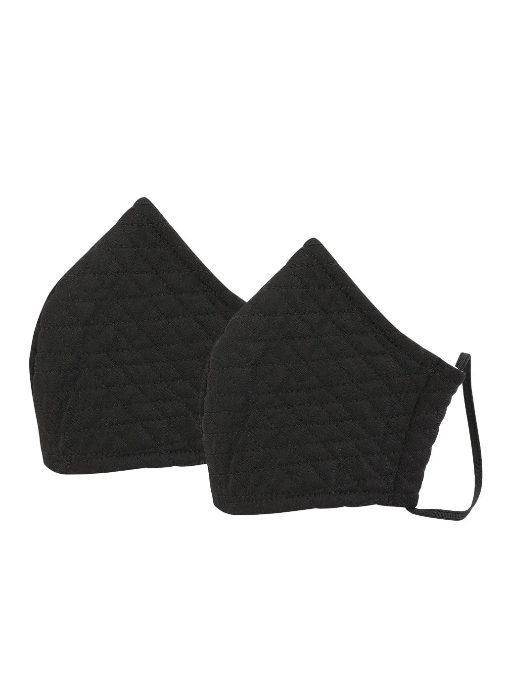 Unisex Black Quilted Face Mask Combo Of 2