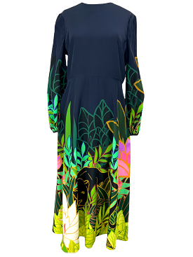 Valentino Panther in the Jungle Silk Dress Size L