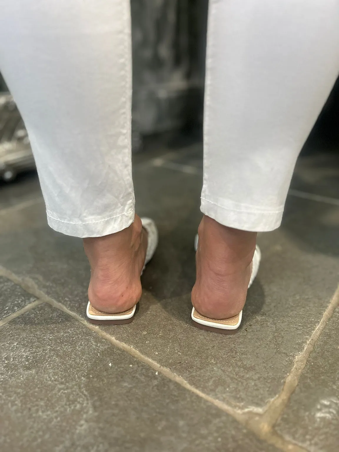 White Diamante Detail Slip Ons