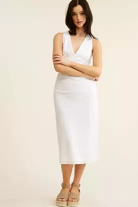 White Embroidered Midi Dress