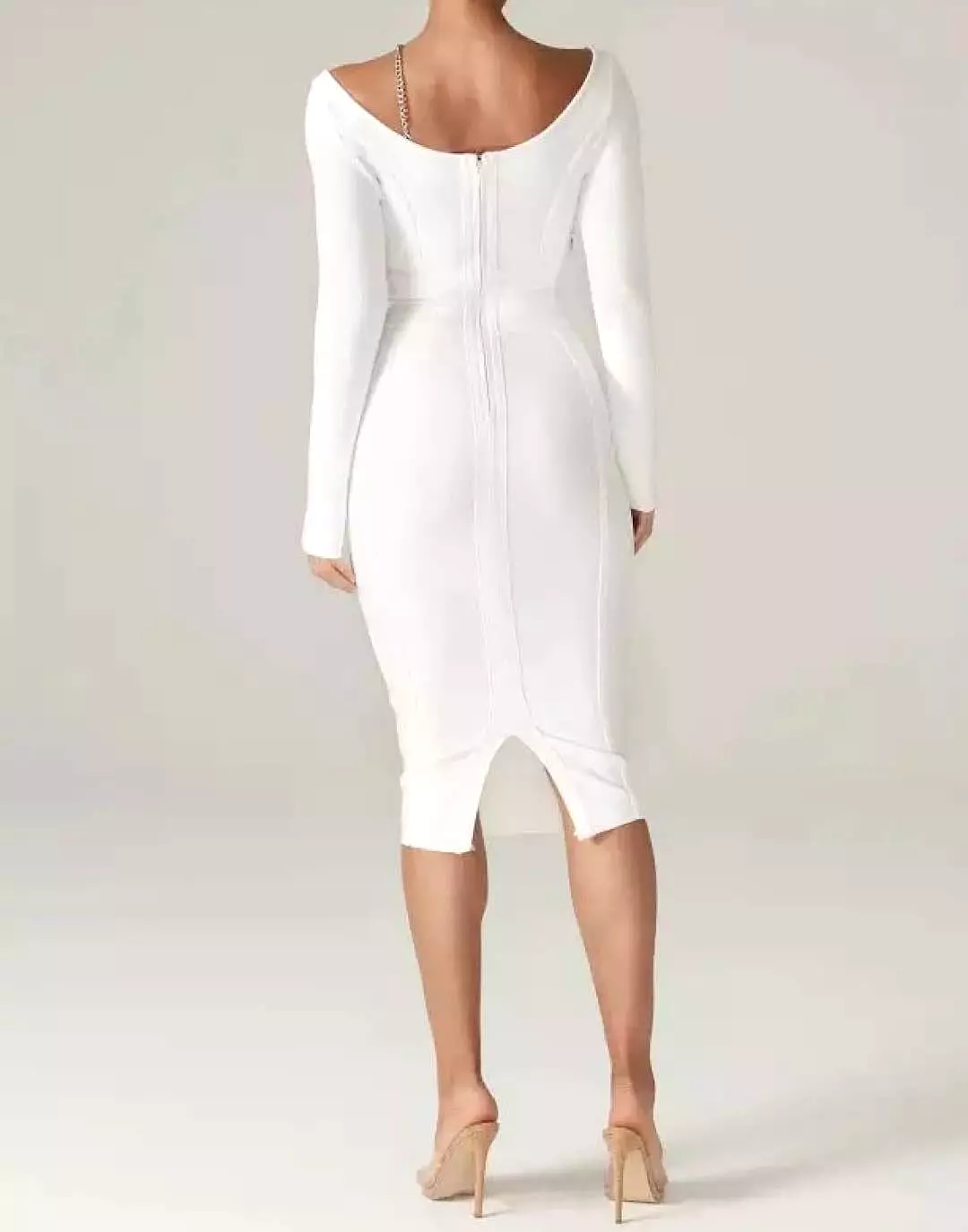 White Sequin Detailed Bandage Midi Dress