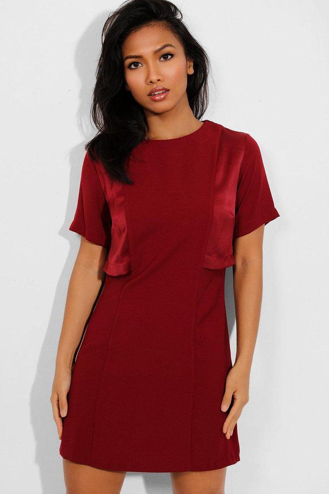 Wine Satin Overlay Mini Dress