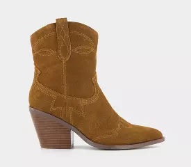 Womens Office Anderson Western Ankle Boots Tan Suede