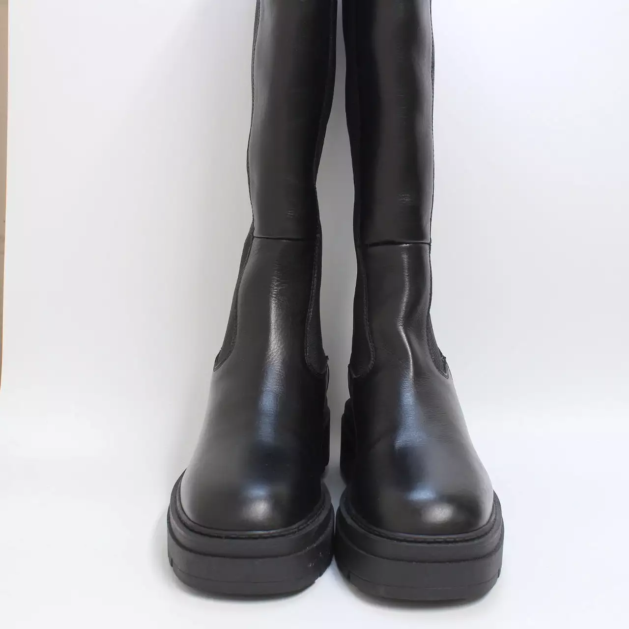 Womens Office Kamilla Chelsea Knee Boots Black Leather