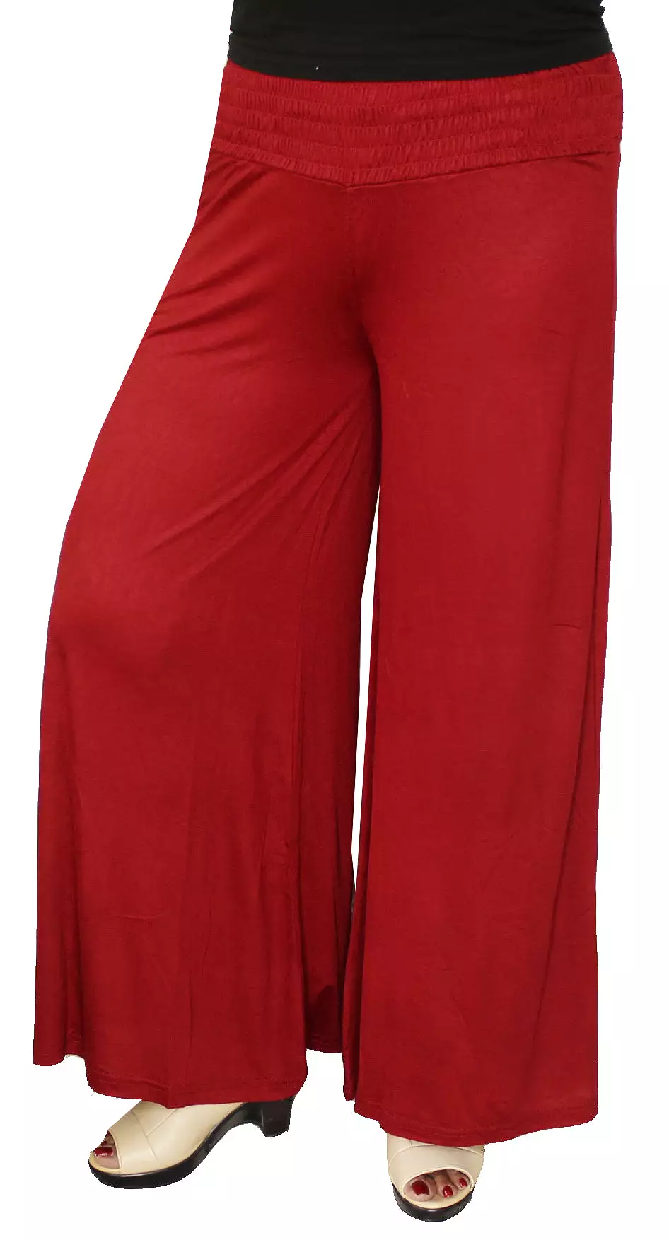 Womens Trousers Wide Bottom Viscose Palazzo Pants (Maroon)