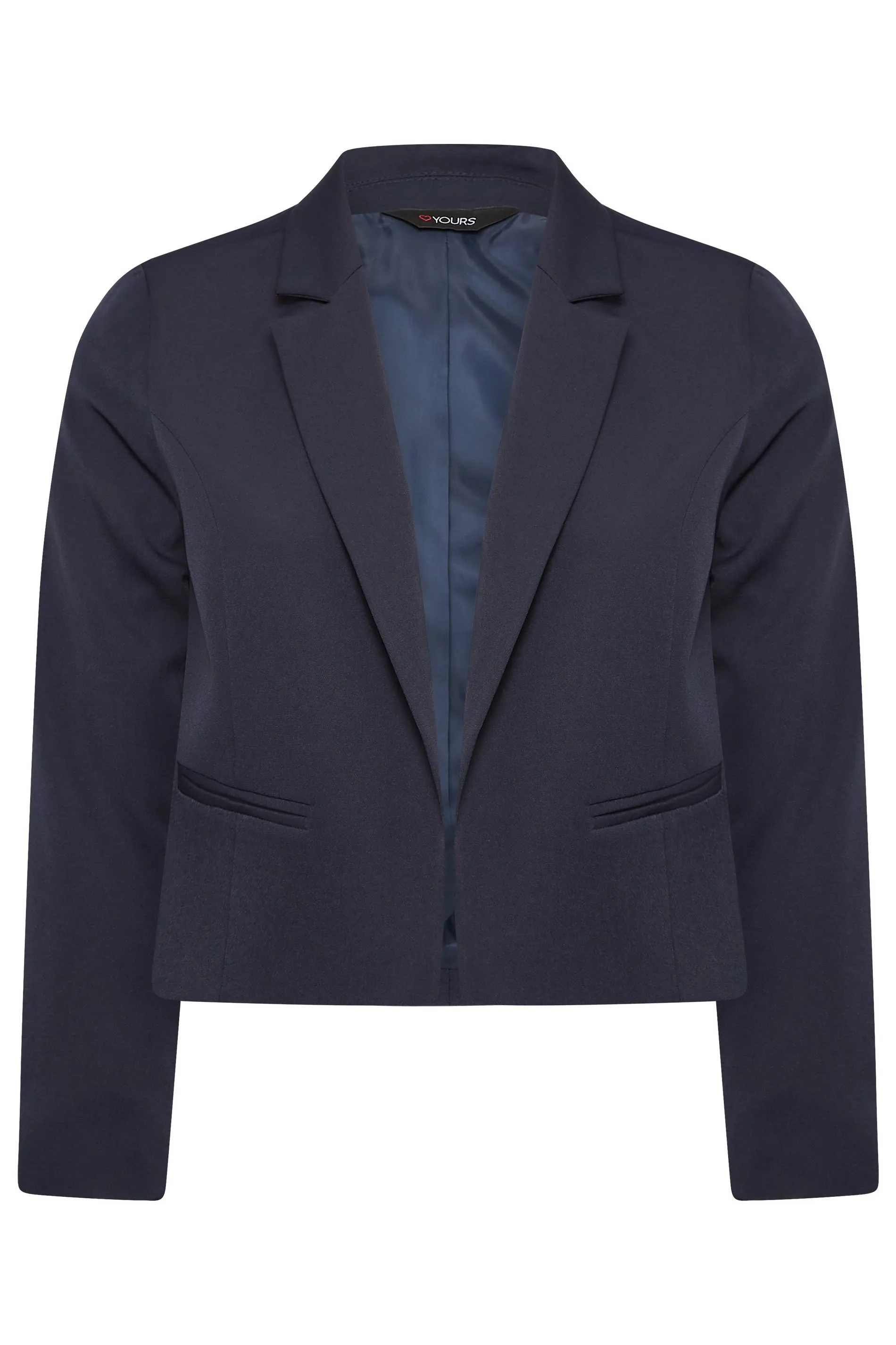 YOURS Curve Navy Blue Cropped Blazer