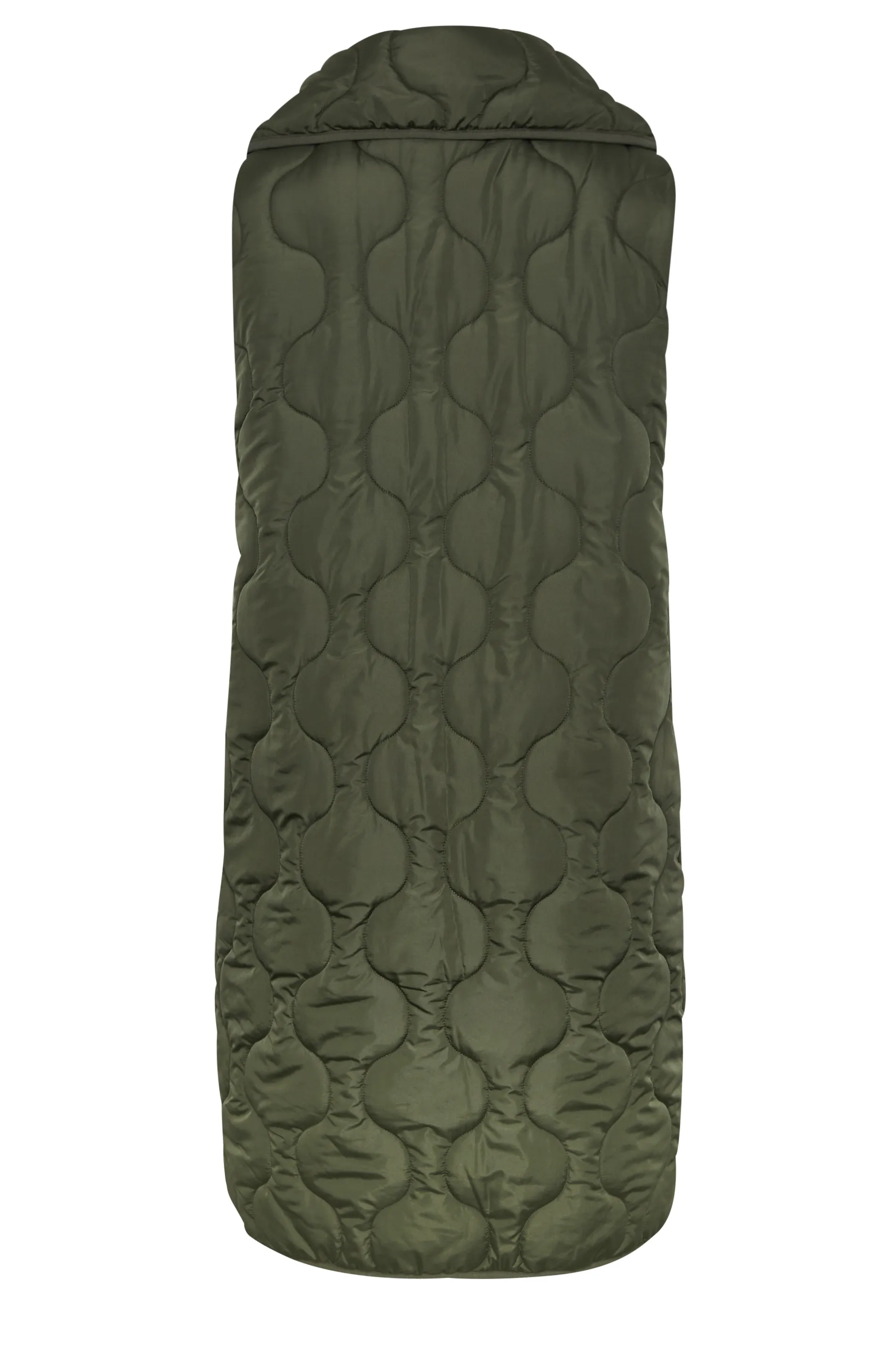 YOURS Curve Olive Green Funnel Neck Quilted Longline Gilet